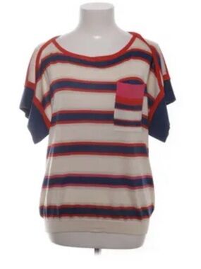 Marc Jacobs Girls' Striped Short Sleeve Tee - White, Navy & Pink